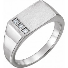 14K White 1/10 CTW Diamond 15x10 mm Rectangle Signet Ring - 9830600P