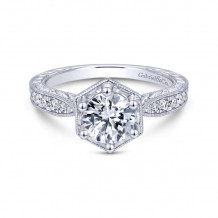 Gabriel & Co. 14k White Gold Art Deco Straight Engagement Ring - ER14498R4W44JJ