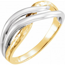 Rhodium-Plated 14K Yellow Overlap Hammered Ring - 513751000P