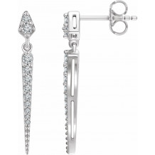 14K White 1/4 CTW Diamond Dangle Earrings - 65267360001P