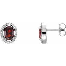 14K White Mozambique Garnet & 1/8 CTW Diamond Earrings - 86070105P