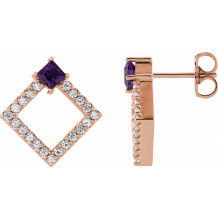 14K Rose Amethyst & 1/3 CTW Diamond Earrings - 868896036P