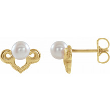 14K Yellow Freshwater Cultured Pearl Earrings - 86939601P