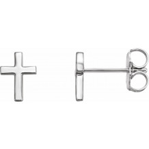 Platinum 7.5 mm Cross Earrings - R17014608P