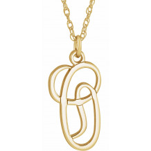 14K Yellow Script Initial O 16-18 Necklace - 8709010040P
