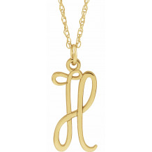 14K Yellow Script Initial H 16-18 Necklace - 8709010033P
