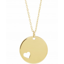 14K Yellow Pierced Heart Disc 16-18 Necklace - 86619605P