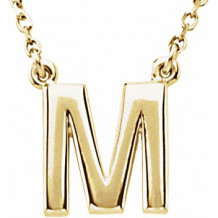 14K Yellow Block Initial M 16 Necklace - 84634316219P