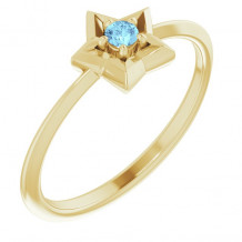 14K Yellow 3 mm Round March Youth Star Birthstone Ring - 653419607P