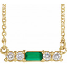 14K Yellow Emerald & 1/5 CTW Diamond 18 Necklace - 86838706P