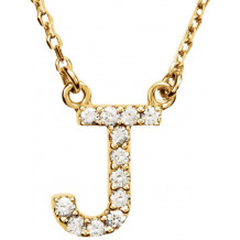 14K Yellow Initial J 1/8 CTW Diamond 16 Necklace - 67311135P