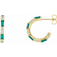 14K Yellow Emerald & 1/2 CTW Diamond Earrings - 86789637P
