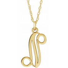 14K Yellow Script Initial N 16-18 Necklace - 8709010039P