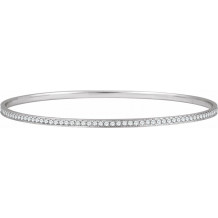 14K White 1 1/2 CTW Diamond Bangle Bracelet 7 - 65175160001P