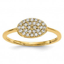Quality Gold 14k Yellow Gold Diamond Cluster Oval Ring