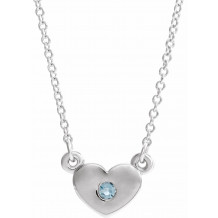 14K White Aquamarine Heart 16 Necklace - 8633560008P