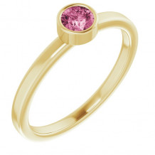 14K Yellow 4 mm Round Pink Tourmaline Ring - 718066025P