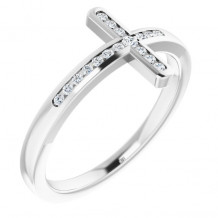 14K White 1/10 CTW Diamond Sideways Cross Ring - R43067600P