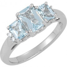 14K White Aquamarine & .05 CTW Diamond Ring - 69656101P