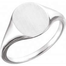14K White 11x9 mm Oval Signet Ring - 51552101P