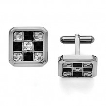 Chisel Stainless Steel Black And Grey Carbon Fiber Cufflinks