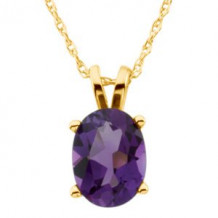 14K Yellow 8x6 mm Oval Amethyst Solitaire 18 Necklace - 6902461733P