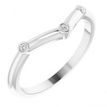 14K White .03 CTW Diamond Stackable Chevron Ring - 124297107P