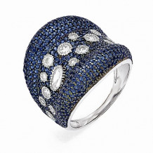 Quality Gold Sterling Silver White & Blue CZ Brilliant Embers Ring