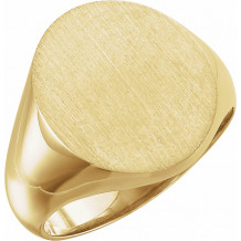 14K Yellow 18x16 mm Oval Signet Ring - 932010661P