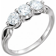 14K White 1 CTW Diamond Three-Stone Ring - 122227625P