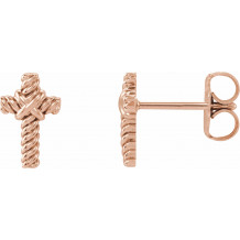 14K Rose Rope Cross Earrings - R170111003P