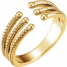 14K Yellow Beaded Negative Space Ring - 51675102P