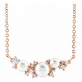 14K Rose Akoya Cultured Pearl & .08 CTW Diamond 18 Necklace - 87273126P photo