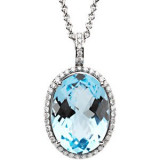 14K White Sky Blue Topaz &3/8 CTW Diamond Halo-Style 18 Necklace - 66962102P photo