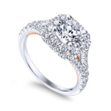 Gabriel & Co. 14k Two Tone Gold Blush Halo Engagement Ring - ER12830R4T44JJ photo 3