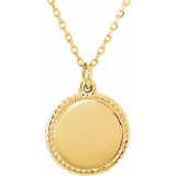 14K Yellow Engravable Round 16-18 Rope Necklace - 86470107P photo