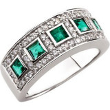 14K White Emerald & 3/8 CTW Diamond Ring - 62801276579P photo
