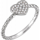 14K White 1/8 CTW Diamond Heart Rope Ring - 122881600P photo