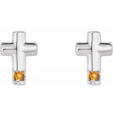 14K White Citrine Cross Earrings - R17020606P photo 2