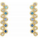 14K Yellow Blue Multi-Gemstone & 1/10 CTW Diamond Bezel-Set Bar Earrings - 86934606P photo