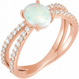 14K Rose Opal & 1/3 CTW Diamond Ring - 71934602P photo