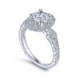 Gabriel & Co. 14k White Gold Art Deco Halo Engagement Ring - ER14445R4W44JJ photo 3