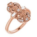 14K Rose 1/6 CTW Diamond Vintage-Inspired Ring - 124038602P photo