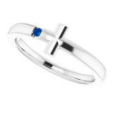 14K White Youth Blue Sapphire Sideways Cross Ring - R4306660010P photo 4