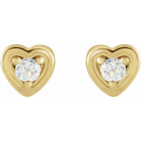 14K Yellow .03 CTW Diamond Youth Heart Earrings - 65358260001P photo 2