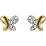 14K Yellow .04 CTW Diamond Butterfly Earrings - 653404600P photo 2