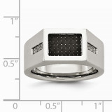 Chisel Stainless Steel Polished Black Carbon Fiber With CZ Men's Ring photo 2