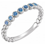 14K White Blue Sapphire Stackable Ring - 7181360014P photo
