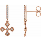 14K Rose 1/5 CTW Diamond Cross Dangle Earrings - 6535881002P photo