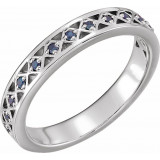 14K White Blue Sapphire Stackable Ring - 71831635P photo